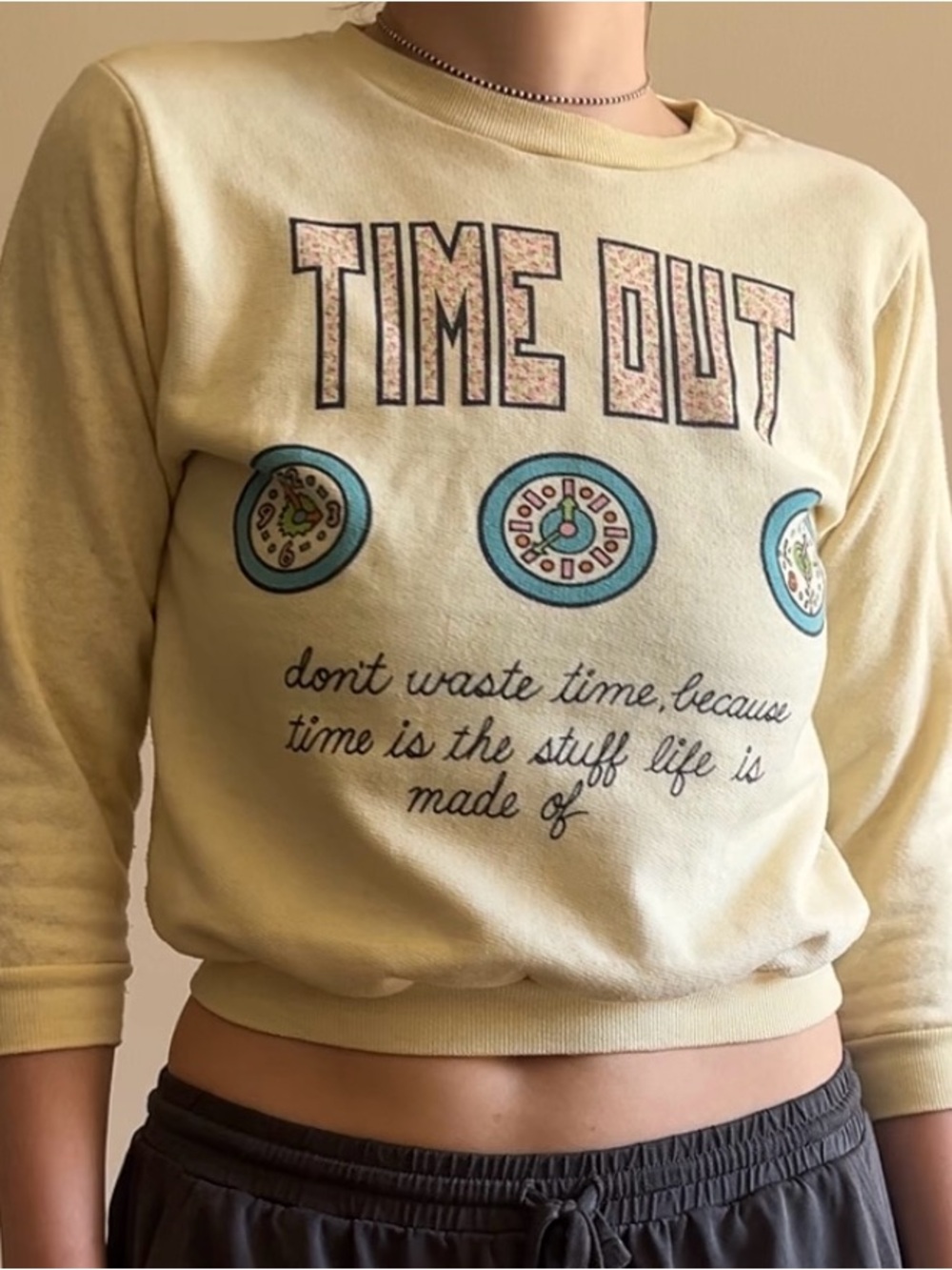 Vintage Time Out Cropped Sweatshirt